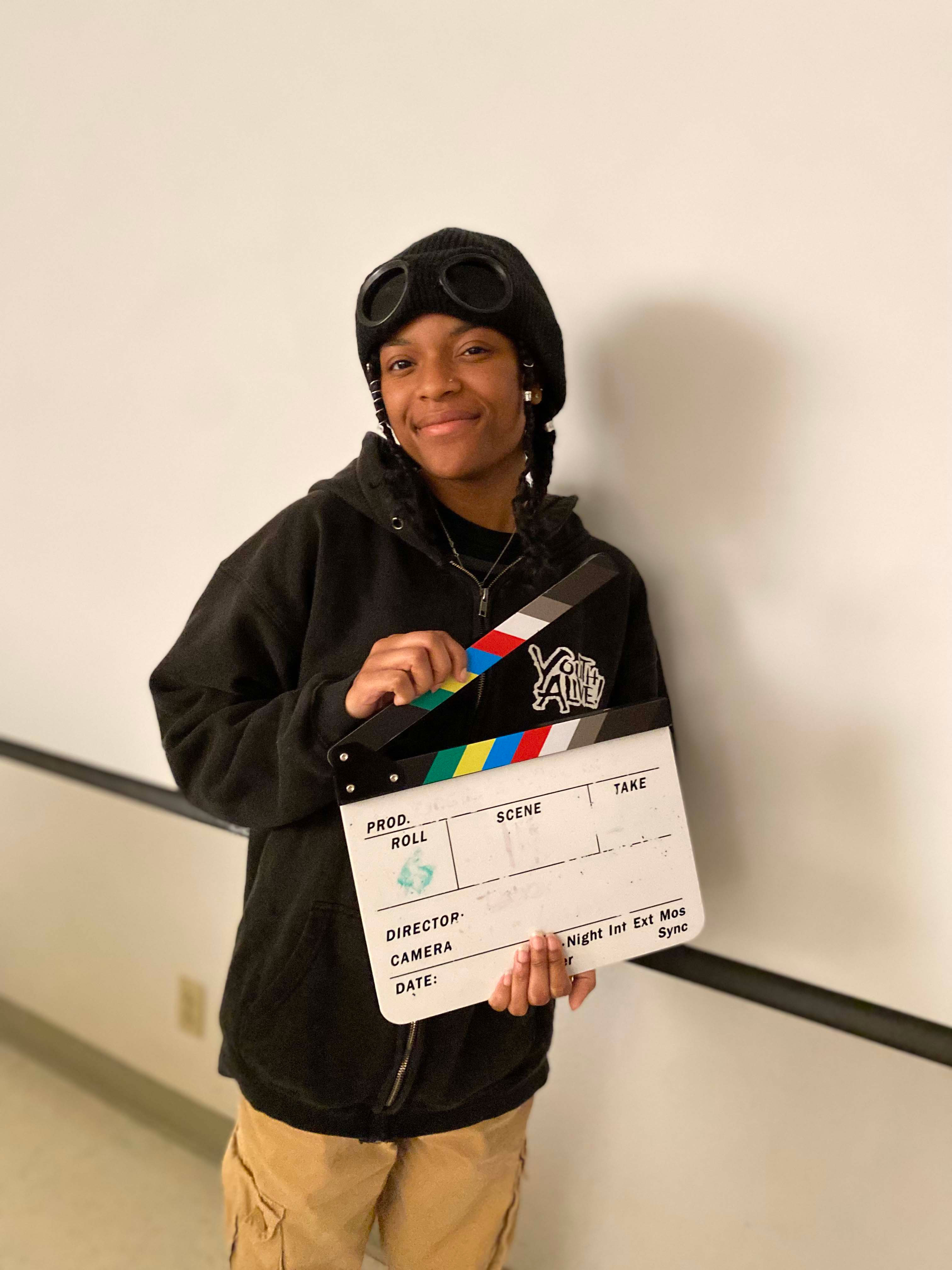 Yasmin Mack working with the video team.